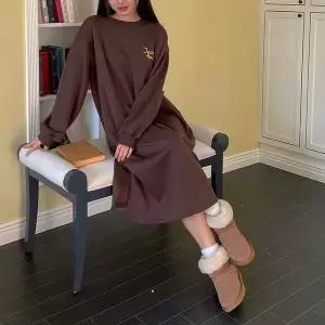 [하프클럽/]따듯한 무릎아래 기모 롱 원피스 빅 플라워