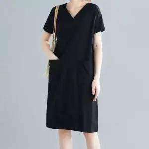 [하프클럽/]여자 데일리 쉬폰 여름 원피스 브이넥 반팔 무지 플라