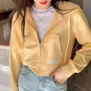 [하프클럽/]크롭 가벼운 얇고 집업 디자인 점퍼 아우터 기본 후드