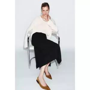 ZARA 스웨이드 슬링백 슈즈 - 브라운