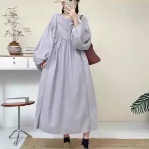 원피스 롱 여친 빈티지 라운드 소매 프렌치 레이스 벌룬 펀칭 KS1