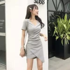 친절한탄씨 여성 브이넥 슬림 실루엣 원피스 가을 긴팔 반팔 쉬폰 하객 드레스 A라인 긴팔원피스