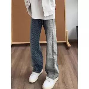 엘럽 남친 빈티지 춘추 부츠컷 짜임 청바지 일자핏 스트레이트 하이 보카시 원템1