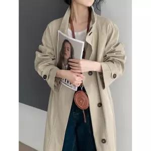 EAMT 여성코트 하이 여조추 넥 트렌치코트 칼라 라인의 조거 하프코트 오버핏 YJ3