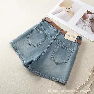 엘럽 팬츠 여사친 데님 캐주얼 청반바지 반바지 여름핏 슬림핏 하이웨스트 와이드 위에 를 입기 3부 원템2