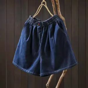 엘럽 팬츠 하계 캐주얼 여친 얇은 반바지 와이드 밴딩 진청 청반바지 원템2