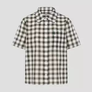 매장정품 빈폴 레이디스 서커 체크 반소매 클래식핏 셔츠 - 그린BF6465C12M 257313