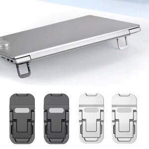 호환 2PCS 미니 접이식 노트북 스탠드 2개의 조절 가능한 각도가 있는 휴대용 컴퓨터 키보드 라이저 자체 접착식 보이지 않는 노트북 스탠드