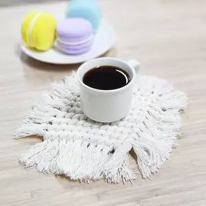 컵받침 컵홀더 로프 티코스터 사각 술 면 소재 홈카페 인테리어 소품