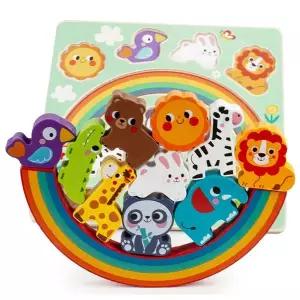 [하프클럽/브이와이]원목 무지개 밸런스 쌓기퍼즐 완구 동물 아기