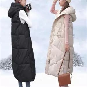 여성 롱 패딩조끼 후드 패딩베스트 겨울 베스트 아우터 2색