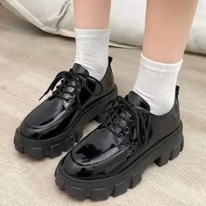 여성 무광 유광 패션 로퍼 키높이 굽 정장구두 플랫