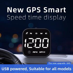 호환 범용 자동차 미니 HUD G4S GPS 헤드업 디스플레이, 자동 디지털 KMH/MPH 속도계, 블랙 및 그린 폰트, 스피드 보드 프로젝션