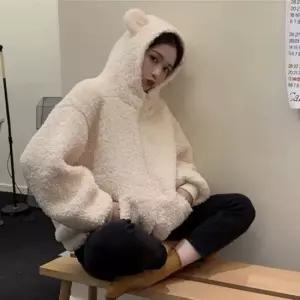 친절한탄씨 여성용 루즈핏 곰돌이 후드 집업 플리스 점퍼 3컬러 봄가을 아우터 여자후리스점퍼