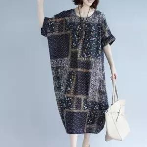 여성 여름 빅사이즈 루즈핏 꽃무늬 항아리 원피스