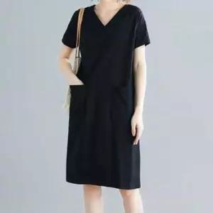 여자 반팔 원피스 데일리 브이넥 무지 여름 쉬폰 여성롱원피스