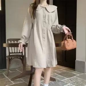 심플한 빅카라 언발 밴딩 원피스 데일리 캐주얼 셔츠 미니