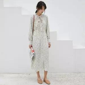 잔꽃 플라워 리본 원피스 롱