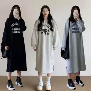 베이직스틴스후드원피스 롱 후드 와이드핏