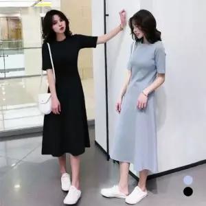 플레어 반팔 롱원피스 오버핏원피스