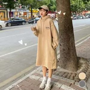 도툼 기모 후드 롱원피스 티 여자