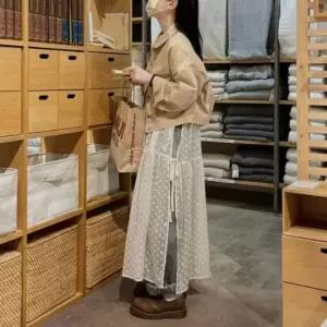 시스루 여성 랩 스커트 레이스 뷔스티에 레이어드 원피스