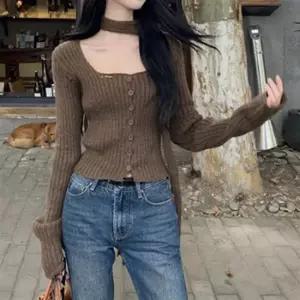 골지 니트 머플러 가디건 세트 슬림핏 단추가디건 데이트룩 편한 코디