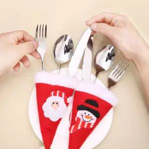 크리스마스 산타모자 눈사람 수저커버 연말 주방용품