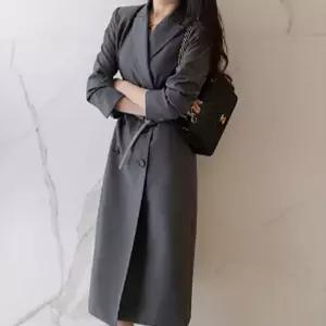 엘럽 여자 정장 원피스 가을 울 트렌치코트 그레이 롱 스커트 오피스룩 봄 원템3