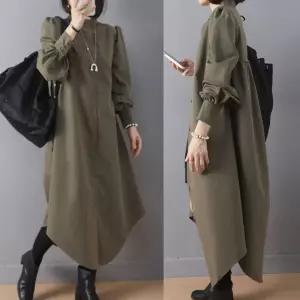 엘럽 여자 정장 원피스 가을 언발 퍼프 패션 얇은 트렌치 레이어드 긴팔 원템3