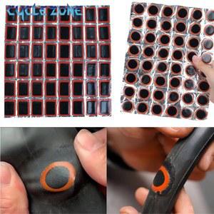 호환 48PCS 자전거 타이어 패치 자전거 타이어 튜브 펑크 수리 고무 패치 세트 내부 튜브 빠른 수리 타이어 보호 패치 도구