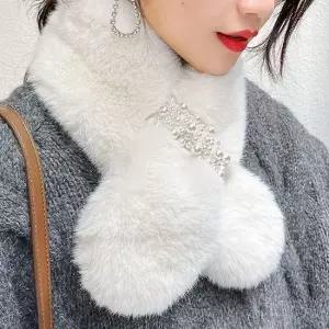 목플러 여성넥워머 워머 목도리 화이트 패션 퍼 여성 목플러 여성넥워머 수면넥워머