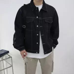 [하프클럽/]남자 오버핏 포켓 데님 카라 청자켓