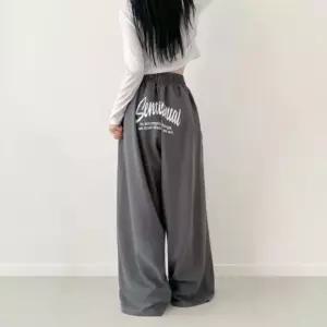 [하프클럽/]여성 기모 안감 백 레터링 와이드 트레이닝 팬츠 바지