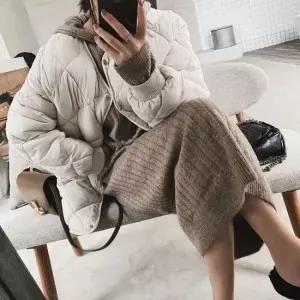 후디 니트 롱 원피스 홈웨어 후드