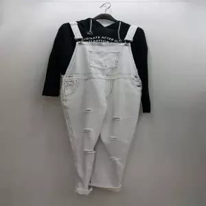 [하프클럽/]J4695 빈티지 찢청 화이트 멜빵 바지 점프슈트 원피스