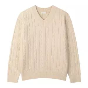 남자 카인 워셔블 케이블 브이넥 긴팔 니트티 GN-KN-Q005-크림