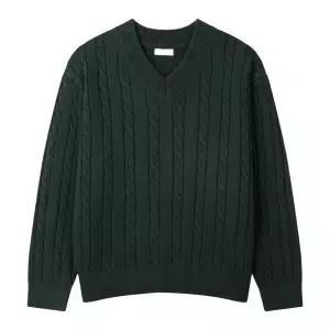 남자 카인 워셔블 케이블 브이넥 긴팔 니트티 GN-KN-Q005-딥그린