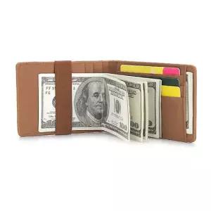 브라운 남성용 머니클립 지갑 실용 가죽 카드지갑 슬림지갑 여행용지갑 학생지갑