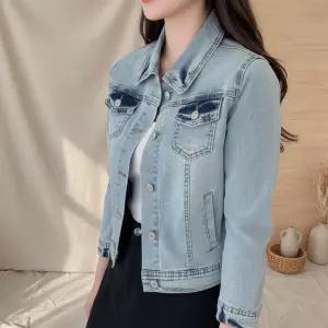여성 봄 워싱 연청 포켓 카라 자켓