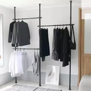 고정식행거 벽걸이 튼튼한 고정식 파이프 봉 스탠드 철제 행거