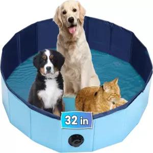 반려견용 웰핑 박스 접이식 출산 수영장 강아지용 풀 휴대용 플라스틱 및 욕조 파란색 31.5인치 직경