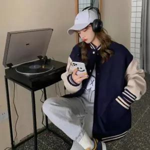 [하프클럽/]기모 안감 베이직 야구 점퍼 오버핏 경량 바시티 자켓