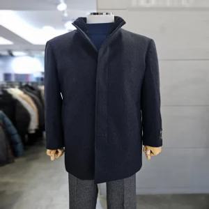 [바쏘옴므]바쏘옴므 남자 네이비 울 캐시미어 혼방 밍크래빗FUR 하프 코트 WSZ4CJ15