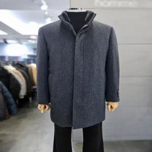 [바쏘옴므]바쏘옴므 남자 차콜 울 캐시미어 혼방 밍크래빗FUR 하프 코트 WSZ4CJ14