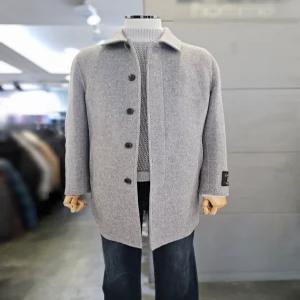 [바쏘옴므]바쏘옴므 남자 겨울 라이트베이지 울 캐시미어 구스라이너 하프 코트 WSZ4CJ23