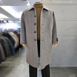 [바쏘옴므]바쏘옴므 남자 베이지 헤링본 울 캐시미어 핸드메이드 롱 코트 WSZ4CJ26