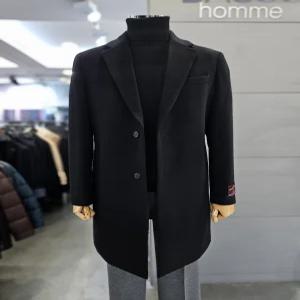 [바쏘옴므]바쏘옴므 남자 블랙 울 캐시미어 체스터 코트 WSZ4CA01