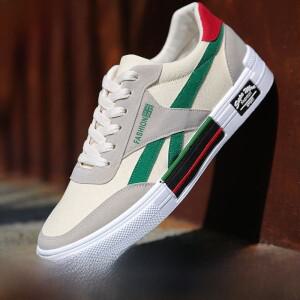 남성용 2024 봄 가을 통기성 캔버스 슬립온 캐주얼 슈즈 한국 스타일 트렌디 보드화 미끄럼 방지 스포츠 스