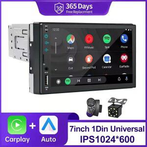 호환 1 Din Carplay 자동차 라디오 멀티미디어 7'' IPS 터치 스크린 유선 Carplay 안드로이드 자동 블루투스 USB SD 범용 Autoradio 1din mp5